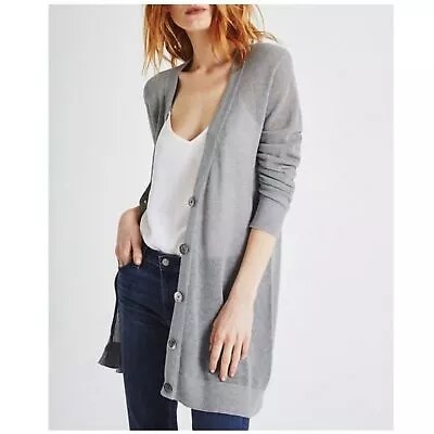 AG Jean Cameron Open Knit Cardigan Sweater Gray Cashmere Blend Medium • $40