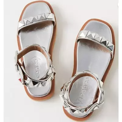 Anthropologie X Vicenza Leon Studded Sandals Silver Gray Size 39 US 9  • $80