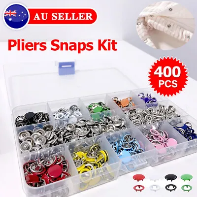 400Pcs Snap Fastener Kit Metal Sewing Buttons Press Stud Pliers Snap On Tool DIY • $14