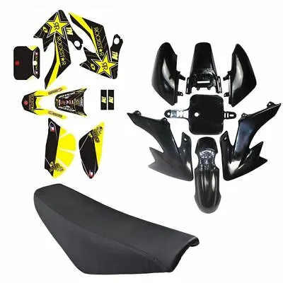 Fender Plastics Kit + Seat + Sticker For CRF50 Dirt Bike Atomik 110cc 125cc 70cc • $80.40
