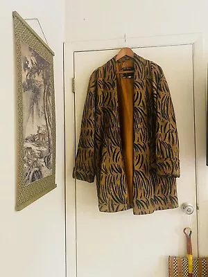 Vintage OOAK Cheetah Leather Patchwork Dolman Sleeve Avant Garde Coat XL • $179.99