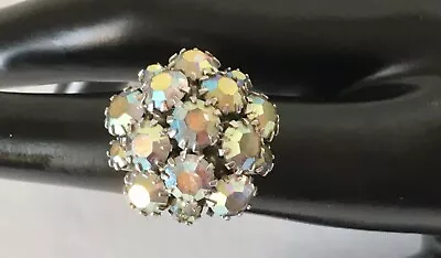 Vintage Sarah Coventry Aurora Dome Borealis Rhinestone Ring Adjustable Size • $15.98