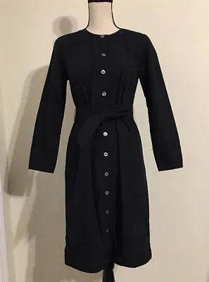 NEW JCREW $98 Long-sleeve Shirtdress SizeXS H7680 In Black • $45