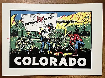 Original Vintage COLORADO TRAVEL Water DECAL Flying W Ranch Wagon Rancher Cowboy • $7.49