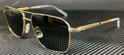 MONT BLANC MB0278S 002 Gold Green Men's 56 Mm Extra Large Sunglasses • $271.35