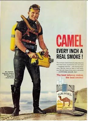 1963 CAMEL Cigarettes Pack Scuba Diver Bill Bunton Vintage Magazine Print Ad • $6.95