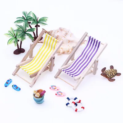 Dollhouse 1:12 Scale Miniature Lounge Beach Chairs Wooden Furniture Accessories • $4.54