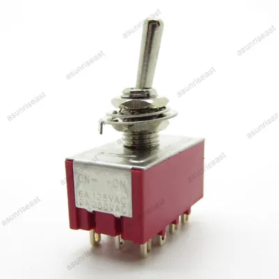 5×Mini Toggle Switch 4PDT 2 Position ON-ON 12-PIN 250V 2A 120V 5A Red MTS-402  • $6.99