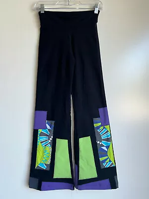 MARGARITA Supplex Black Green Purple Flare Leg Athletic Yoga Pants Size 2 =Small • $32