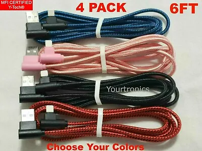 4 PACK 6ft 90 Degree Angle Fast Charging Cable Rapid Charger Charge Sync Cord • $8.21