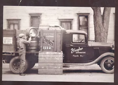 Real Photo Mayville Wisconsin Ziegler's Beer Delivery Truck Postcard Copy • $11.99