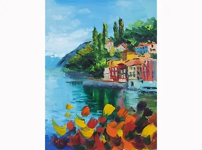Varenna Print Lake Como Painting Italy Wall Art Bellagio Artwork Gickee Poster • £30.41