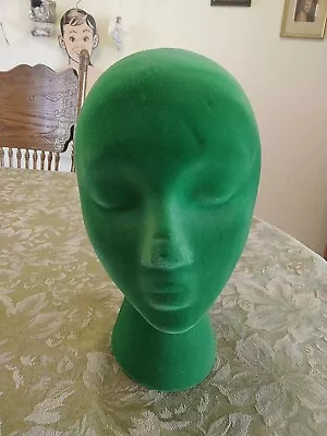 Vtg. Green Flocked Styrofoam Mannequin Head N. Kartiganer • $14.99