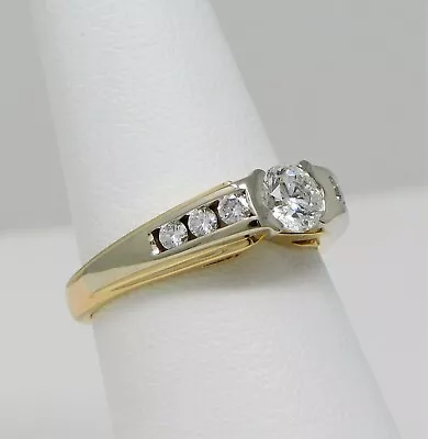 14 Kt Multi-Tone Gold FLOATING DIAMOND + Accents Engagement Ring Size 6.25 B2518 • $977