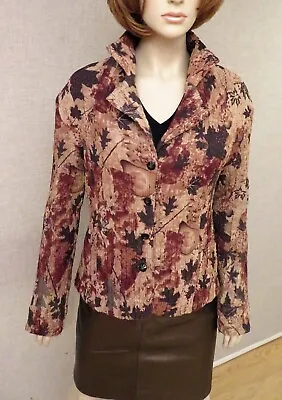 UBU Women's L Reversible Zip Coat Stretchy Crinkle Quilted Floral Jacket Blazer • $36