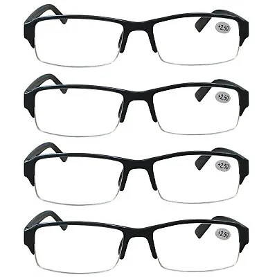 4 Pack Mens Half Frame Blue Light Blocking Reading Glasses Spring Hinge Readers • $12.99