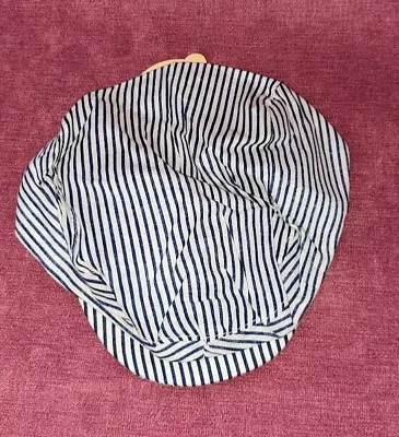 Rock-a-bye-Baby Striped Cotton Flat Cap Blue & White Size 50cm 2 Years BNWT • £5.25