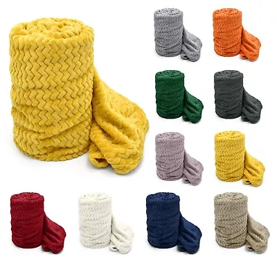 £9.95 • Buy Super Soft Plush Chevron Faux Fur Touch Bed Sofa Throw Over Blanket Fleece