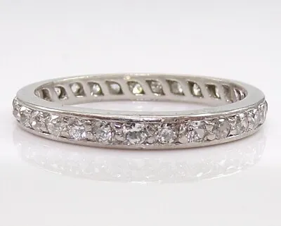 Vintage Platinum 0.75ctw Mine Cut Diamond Eternity Wedding Band Ring Sz 5.5 LMI2 • $999.99