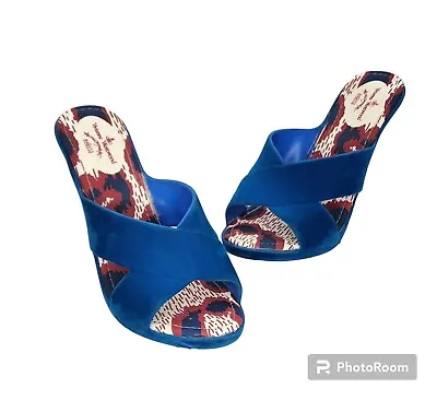 Vivienne Westwood Melissa Anglomania Women’s Blue Wedge Heel Slip On Size 9 • $90