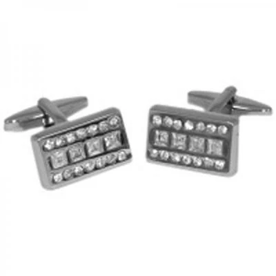 £12.99 • Buy Clear Crystals Diamante Bar Cufflinks Cruise Wedding Formal Present Gift Box