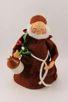 Vintage Smiling Annalee Doll 1969 Friar Monk With Wine Jug Christmas Holly Decor • $15