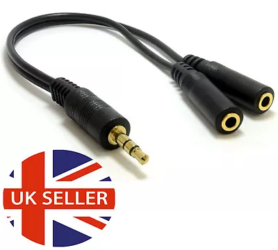  3.5mm Jack To 2 X 3.5 Mm Jack Sockets Y Splitter With 20cm Cable Lead Twin Aux  • £3.59