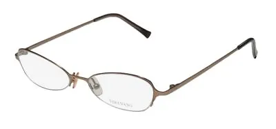 New Vera Wang V100 Eyeglasses 49-17-135 Half-rim Womens Brown Cat Eye Cr Metal • $14.95