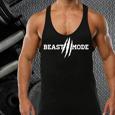 £7.99 • Buy Beast Mode Gym Vest Stringer Bodybuilding Muscle Training Top Fitness Singlet