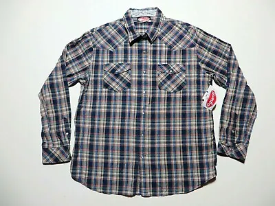 New Mambo Australia Button Front Pearl Snap Shirt Long Sleeve Mens Size XL Plaid • $17.95