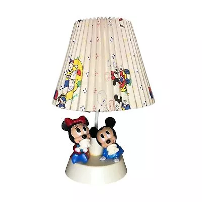 Walt Disney Baby Mickey And Minnie Mouse Nursery Lamp Night Light Shade 1984 • £49.99