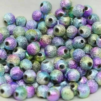 Stardust Acrylic Round Beads For Jewellery Making 6/8/10mm Rainbow Multicoloured • £3.18