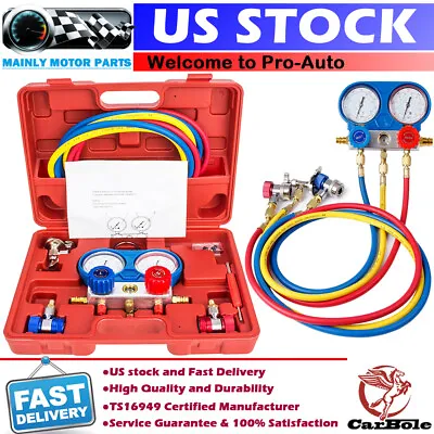 HVAC AC Manifold Gauge Set Air Conditioner Pump Service Kit • $49.59