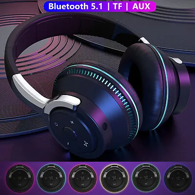$21.95 • Buy Wireless Bluetooth 5.1 Headphones Over Ear LED Headset Stereo Noise Cancelling