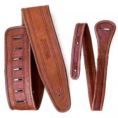 Genuine Leather Guitar Strap 3″ Inch Wide Adjustable Padded Vintage Guitar ... • $44.08