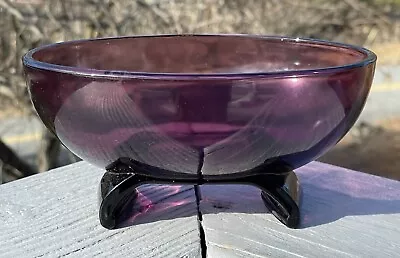 Vintage Viking Flowerlite Amethyst Purple Glass Bowl Decor Mid-Century Modern • $23