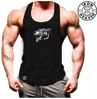 Wolf Vest Gym Clothing Bodybuilding Training Workout Fitness Boxing MMA Tank Top • £11.03