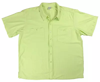 HABAND Lime Green Men's Shirt Short Sleeve Mesh Textured Button Up Size XL • $18.88