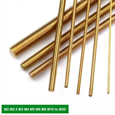 250mm Brass Threaded Rod Full Thread Round Bar M2 M2.5 M3 M4 M5 M6 M8 M10 To M20 • $26.49