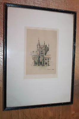 LITHOGRAPH PRINT MARJORIE C. BATES Founders Tower Magdalen College Oxford • $29