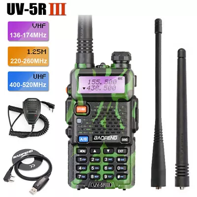 $37.99 • Buy BAOFENG UV-5R III Tri-Band VHF/UHF Walkie Talkie Ham Radio + Speaker Mic + Cable