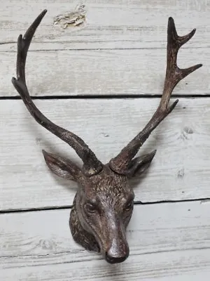 £38.99 • Buy Stags Head Deer Wall Mounted Antiqued Bronze Shabby Chic