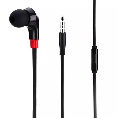 Premium Flat Wired Headset MONO Handsfree Earphone Mic Single For Smartphones • $15.81