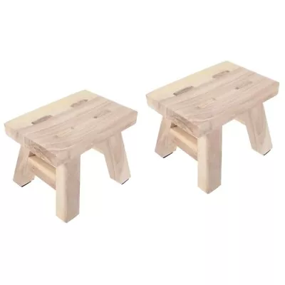  2 PCS Wooden Solid Bench Child Small Stools Sit On Step Chair • £48.69