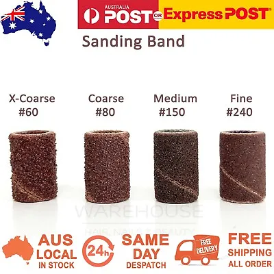 $4.95 • Buy Sanding Band Ring Nail Drill Filing Bit Sandpaper Mandrel Manicure 60 80 150 240