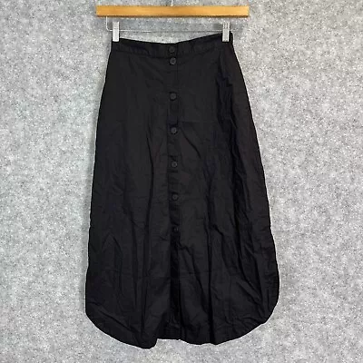 Gorman Women's Boho Design Black Cotton Mix Button Up Scoop Hem Skirt 8/XS (2119 • $45