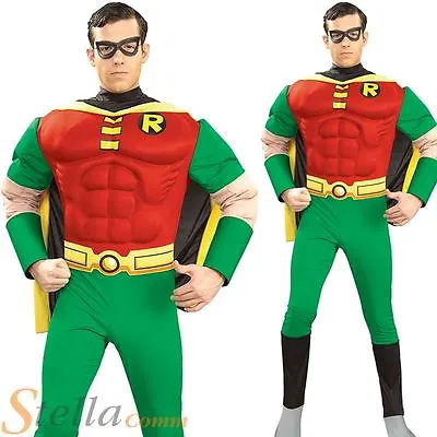 £40.49 • Buy Mens Deluxe Robin Costume Muscle Chest Superhero Halloween Batman Fancy Dress 