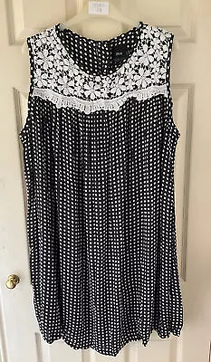 £9 • Buy Asos Maternity 18 Dress Black & White Polka Dot With Lace Floral Trim - NWOT