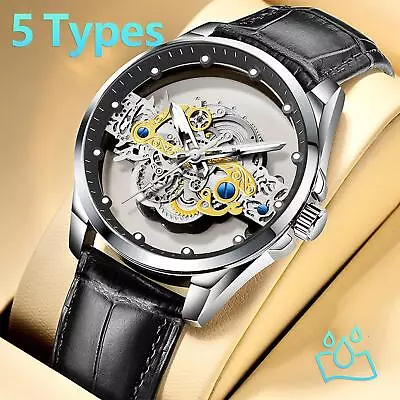 Luxury Men's Automatic Quartz Stainless Steel Watch Business Hollow Skeleton USA • $14.59