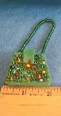 Michael Simon Mini Green Beaded Purse Ornament NWOT RARE Collectable VALUE • $26.99